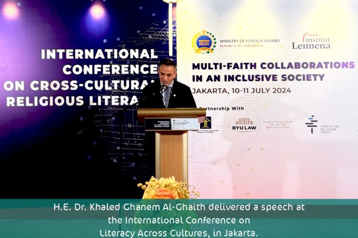 H.E. Dr. Khaled Ghanem Al-Ghaith delivered a speech at the International Conference on Literacy Across Cultures, in Jakarta.
