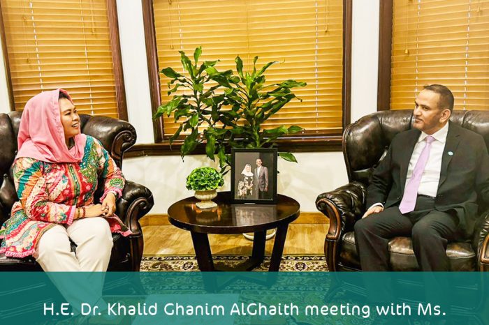 H.E. Dr. Khalid Ghanim AlGhaith meeting with Ms. Yenny Wahid, President of the Wahid Foundation, in Jakarta.