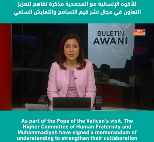As part of the Pope of the Vatican’s visit, The Higher Committee of Human Fraternity and Muhammadiyah have signed a memorandum of understanding to strengthen their collaboration in promoting the values of tolerance and peaceful coexistence through joint efforts.